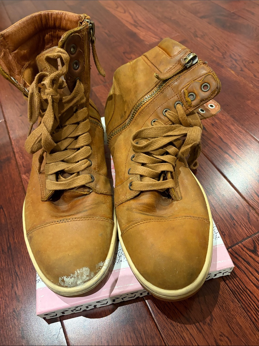 Diesel Men's High-Top Sneakers in Brown (has a stain on it that won’t come off)